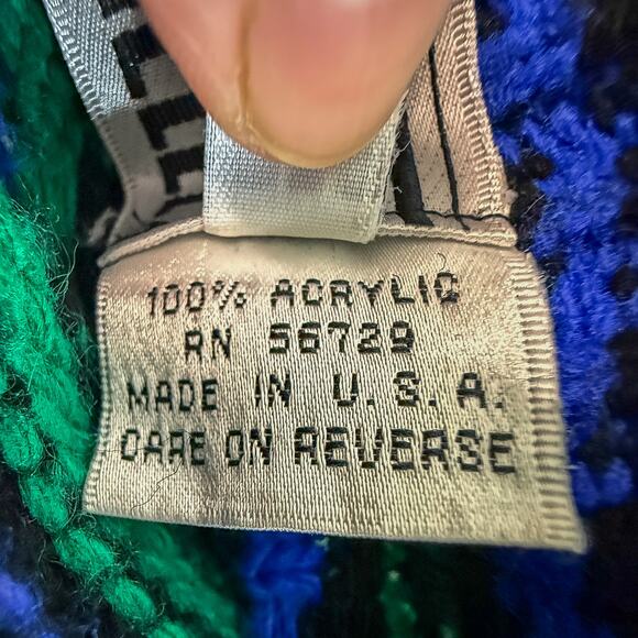 Gabrielle Knit Colorblock Stripe Sweater Blue Green Black 100% Acrylic - Picture 4 of 5